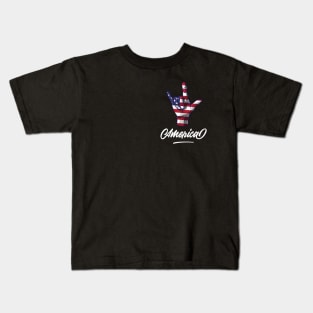 I Love You Hand Sign Gesture USA American Flag Cute Kids T-Shirt